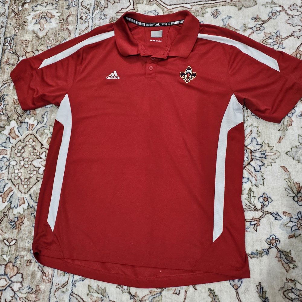 Adidas NBA NOLA Red Team-Issued Pelicans Polo Embroidered New Orleans NBA